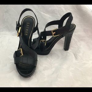 Lauren by Ralph Lauren Blk Leather sandals sz6